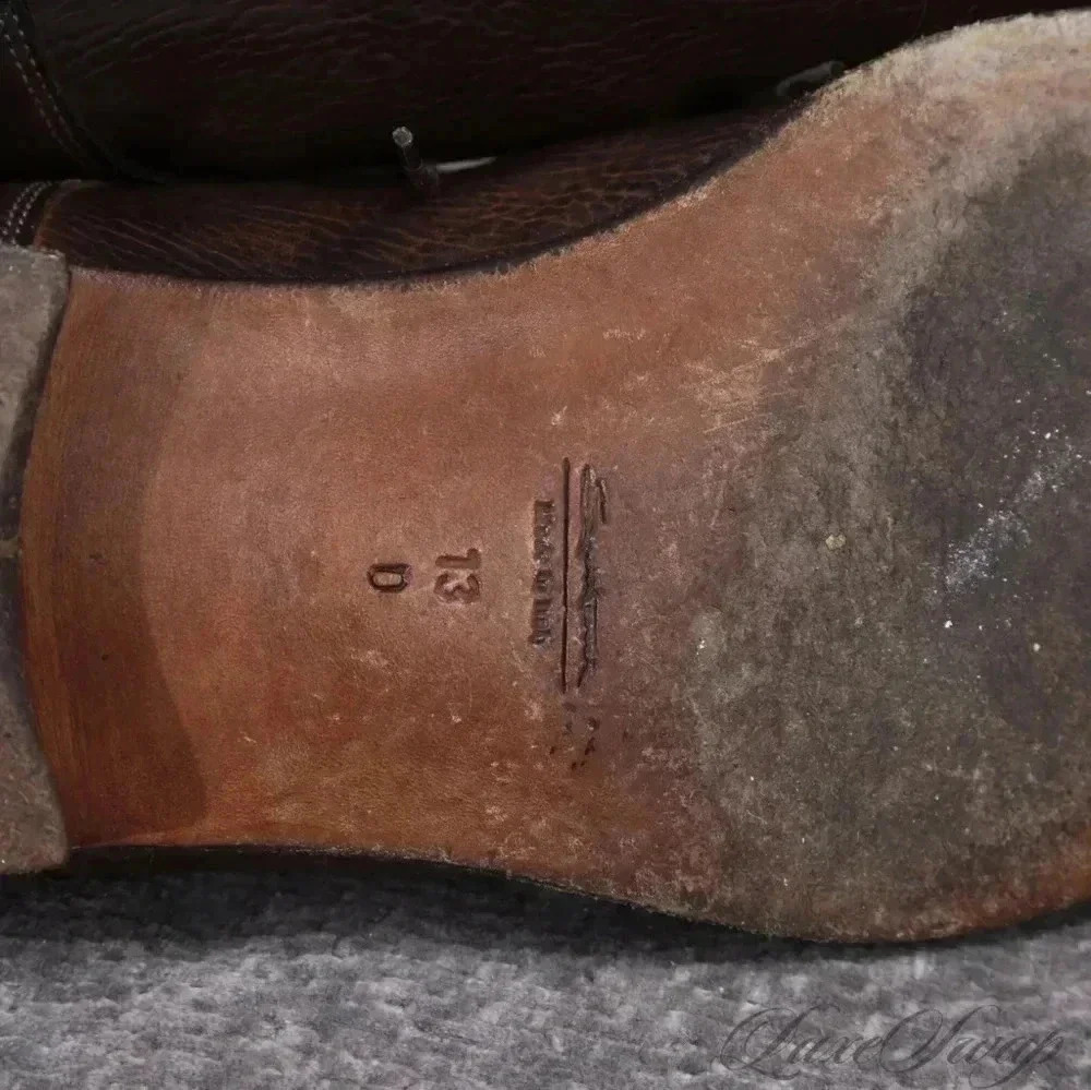 Santoni Grained Leather Burnished Espresso Derby Shoes 13 Made in Italy - Picture 5 of 10